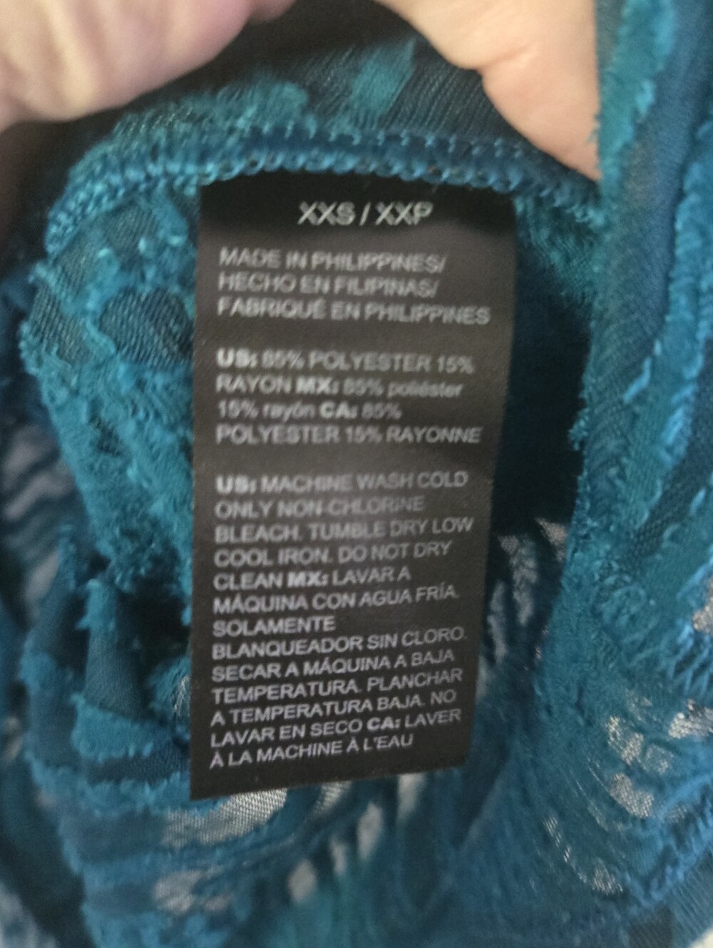 White House Black Market Oversized Sheer Lace Top Teal Boho Festival XXS - Picture 6 of 7